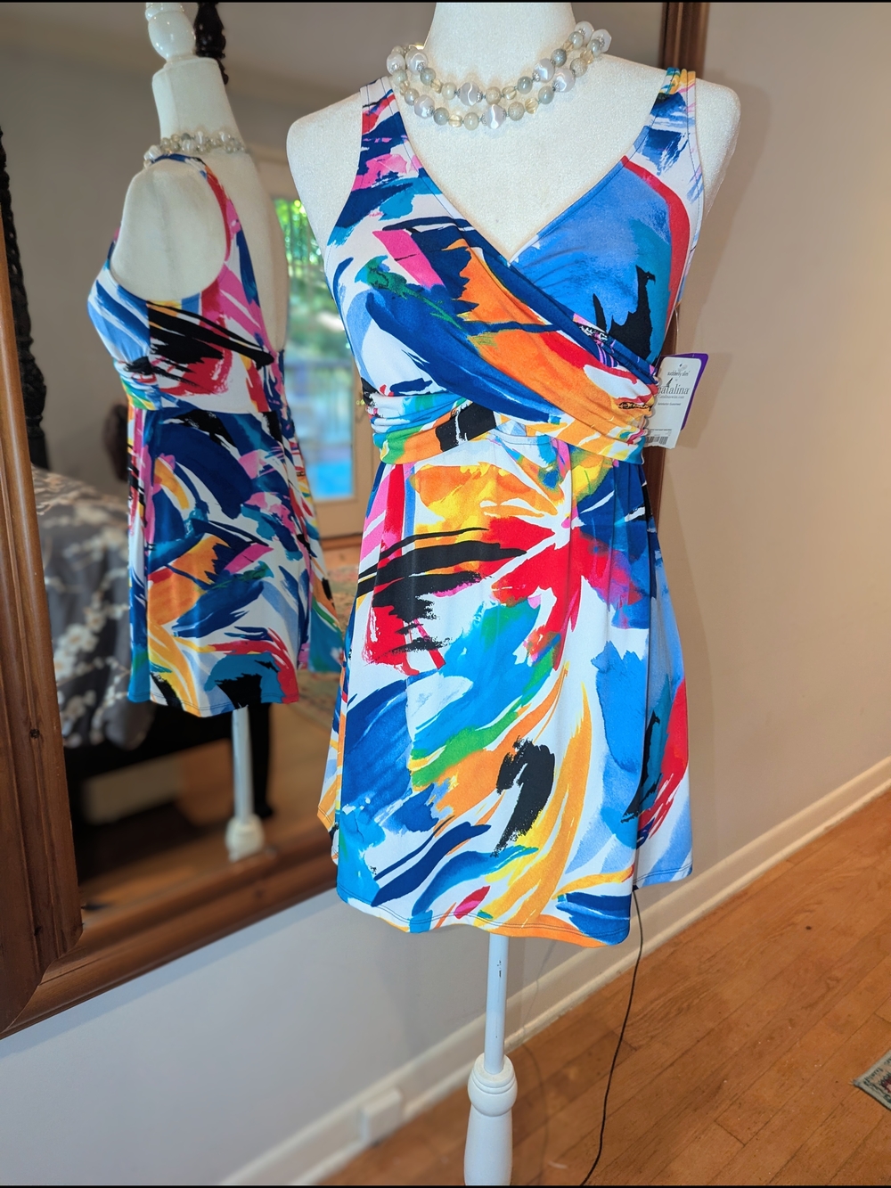 Catalina Multicolor Tummy Control V-Neck One-Piece Swimdress
